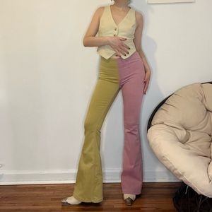 Penny Pull-On Colorblock Flare Jeans👖